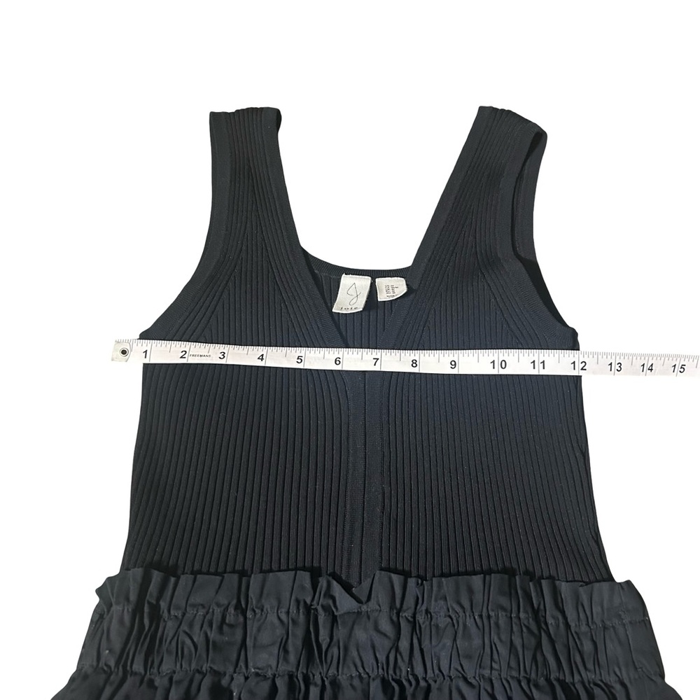 Joie Black Ribbed Knit Poplin Mini Dress Fit & Flare Sleeveless Size M - Picture 7 of 8
